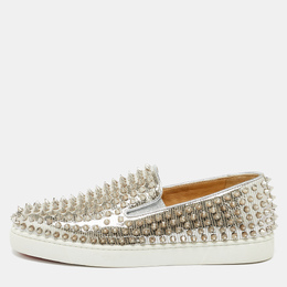 Christian Louboutin: Серебристые мокасины  Roller Boat