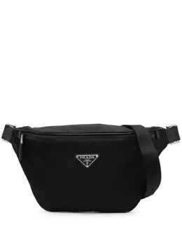 Prada: Чёрная поясная сумка 