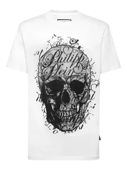 Philipp Plein: Белая футболка  Skull