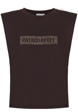PATRIZIA PEPE: Коричневый топ 