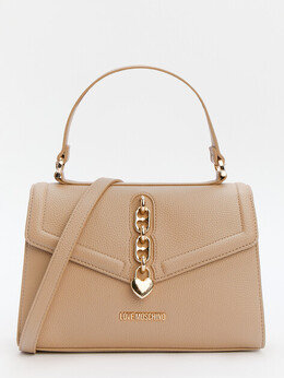 Love Moschino: Бежевая спортивная сумка 