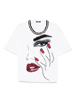 Balmain: Белая футболка 