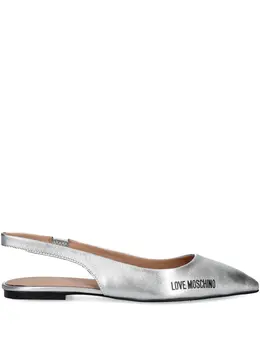 Love Moschino: Серебристые балетки 