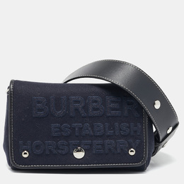Burberry: Синяя сумка через плечо  Horseferry