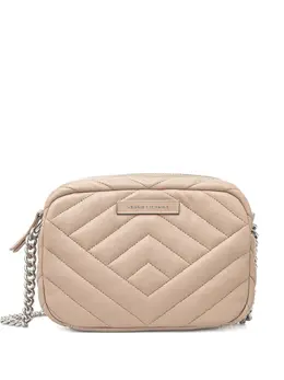 Armani Exchange: Бежевая сумка через плечо 