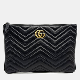 Gucci: Чёрный клатч  GG Marmont