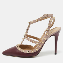 Valentino: Бордовые туфли  Rockstud