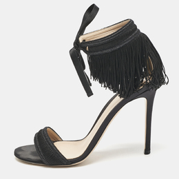 Gianvito Rossi: Чёрные сандалии  Fringe