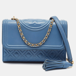 Tory Burch: Голубая сумка  Fleming