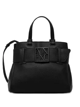 Armani Exchange: Чёрная сумка-шоппер 