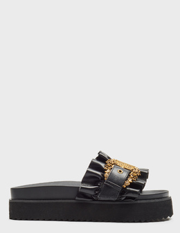VERSACE JEANS COUTURE: Чёрные шлёпанцы 