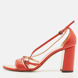Bottega Veneta: Красные сандалии  Intrecciato