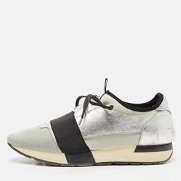 Balenciaga: Серебристые кроссовки  Race Runner