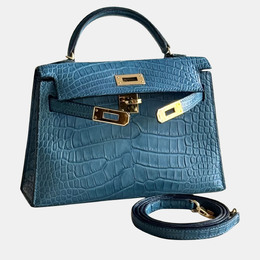 Hermes: Голубая сумка через плечо  Kelly