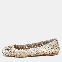 Tory Burch: Серебристые балетки 