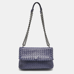 Bottega Veneta: Синяя сумка  Intrecciato