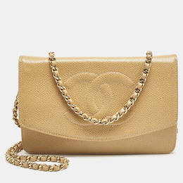 Chanel: Бежевый кошелёк 