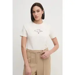 TOMMY HILFIGER: Бежевая футболка 