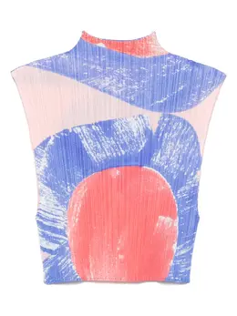 Pleats Please Issey Miyake: Голубая майка 