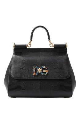 Dolce&Gabbana: Чёрная сумка  Sicily Large