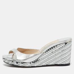 Jimmy Choo: Серебристые сандалии 