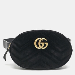 Gucci: Чёрная поясная сумка  GG Marmont