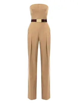 Elisabetta Franchi: Бежевый комбинезон 