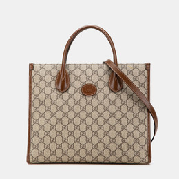 Gucci: Коричневая сумка-шоппер  Interlocking G