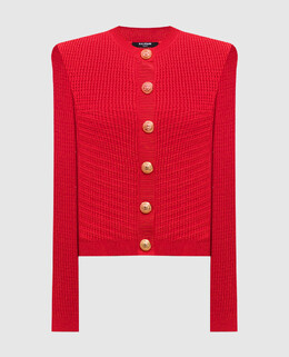 Balmain: Красный кардиган 