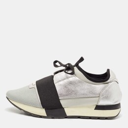 Balenciaga: Серебристые кроссовки  Race Runner