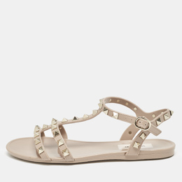 Valentino: Бежевые сандалии  Rockstud