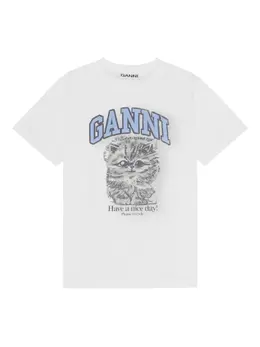 GANNI: Хлопковая футболка 