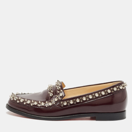 Christian Louboutin: Бордовые мокасины 