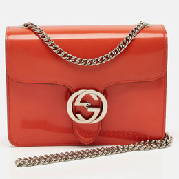 Gucci: Оранжевая сумка через плечо  Interlocking G