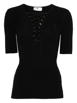 Elisabetta Franchi: Кружевная футболка 