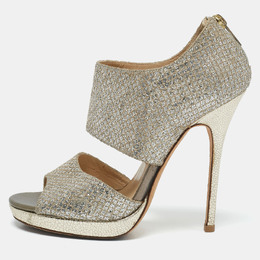 Jimmy Choo: Серебристые сандалии 