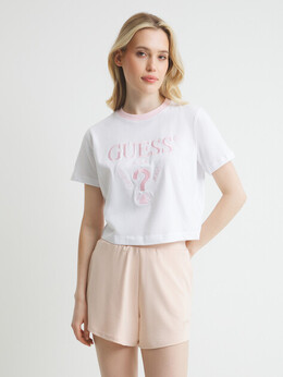 Guess: Белая футболка 