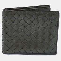 Bottega Veneta: Зелёный кошелёк  Intrecciato