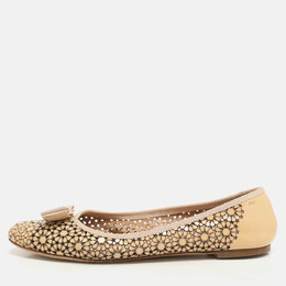 Salvatore Ferragamo: Бежевые балетки  Vara Bow