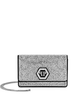 Philipp Plein: Серебристая сумка через плечо  Crystal