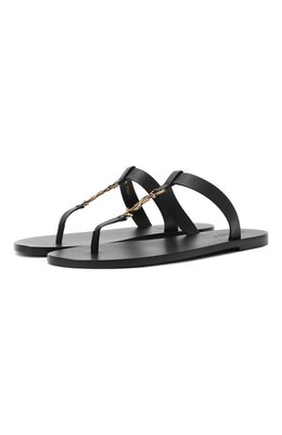 Saint Laurent: Чёрные шлёпанцы 
