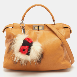 Fendi: Двухцветная сумка на руку  Peekaboo