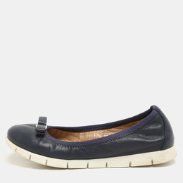 Salvatore Ferragamo: Синие балетки  Vara Bow