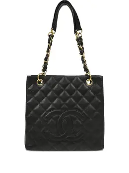 CHANEL Pre-Owned: Чёрная сумка-шоппер 