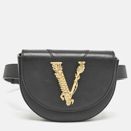 Versace: Чёрная поясная сумка  Virtus