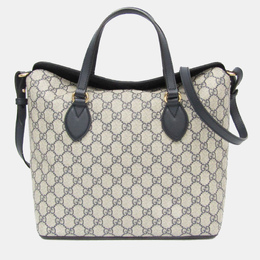Gucci: Синяя сумка-шоппер  GG Supreme