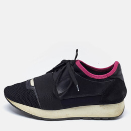 Balenciaga: Чёрные кроссовки  Race Runner