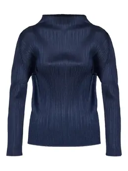 Pleats Please Issey Miyake: Синий топ 