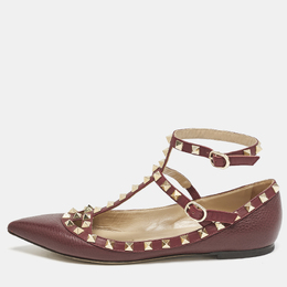 Valentino: Бордовые балетки  Rockstud