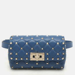Valentino: Голубая поясная сумка  Rockstud Spike